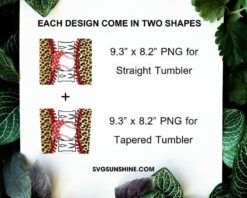 Leopard Baseball Mom 20oz Skinny Tumbler Wrap PNG, Sports Mom Tumbler Template PNG Design