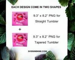 Badass Bitch Lips 3D Puff Coffee Starbucks 20oz Skinny Tumbler Wrap PNG, Funny Sarcastic Tumbler Template PNG Design