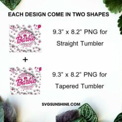 Come On Barbie Let's Go Party 3D Puff Logo 20oz Skinny Tumbler Design PNG, Barbie 3D Tumbler Template PNG