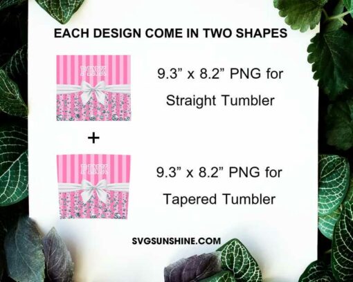 Pink 20oz Skinny Tumbler Design PNG, Ribbon Tumbler Template PNG