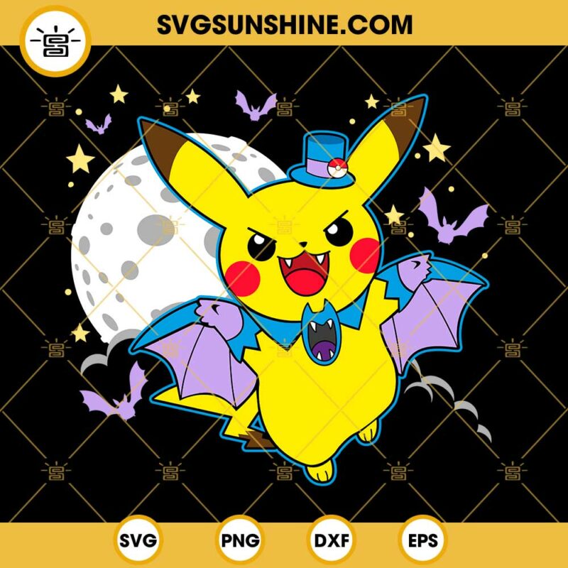 Pikachu Vampire SVG, Pikachu Halloween SVG, Pokemon Halloween SVG PNG