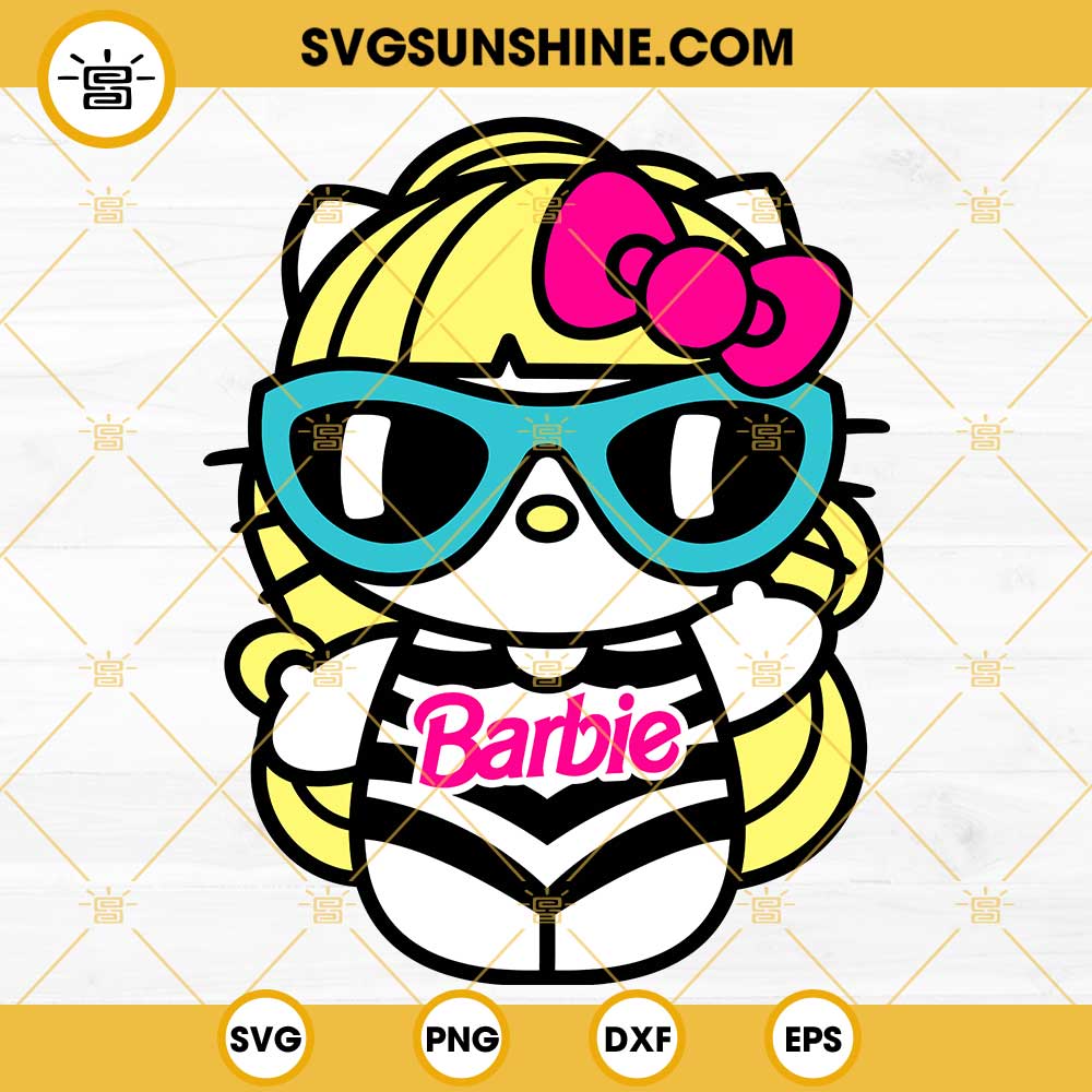 Barbie Hello Kitty Svg, Barbie Svg, Hello Kitty Summer Svg