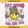Fuck Around And Find Out Smiley Face Leopard Beanie PNG, Retro PNG, Funny Adult Sayings PNG