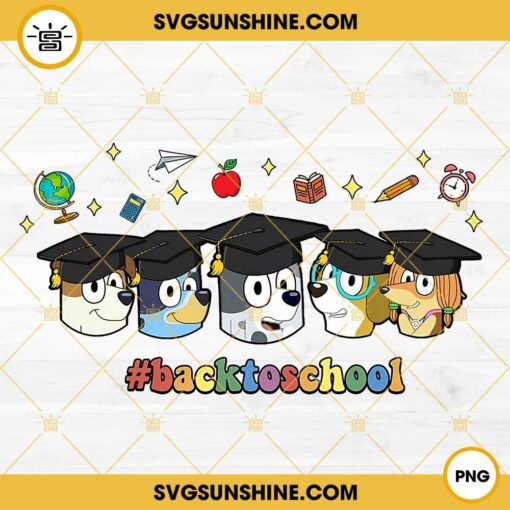 Bluey Back To School PNG, Bluey Graduation Hat PNG, Bluey Student PNG