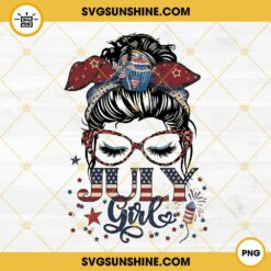 Messy Bun July Girl PNG, July Birthday Girl PNG, American Girl PNG Instant Download