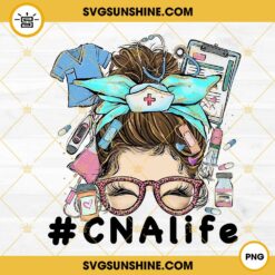 CNA Life Messy Bun PNG, Nurse Life PNG, Nursing Girl PNG