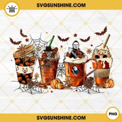Horror Characters Coffee Cups PNG, Halloween Coffee Latte PNG Digital Download