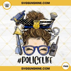 Police Life Messy Bun PNG, Police Officer PNG, Policewoman PNG Design
