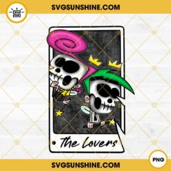 The Lovers Cosmo And Wanda Horror Tarot Card PNG, Funny Fairly OddParents Halloween PNG