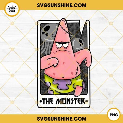The Monster Patrick Star Horror Tarot Card PNG, SpongeBob SquarePants Halloween PNG Design