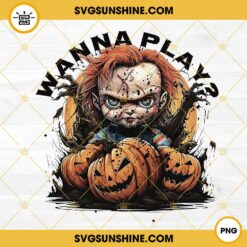 Wanna Play Chucky PNG, Pumpkin PNG, Funny Halloween Horror PNG Designs