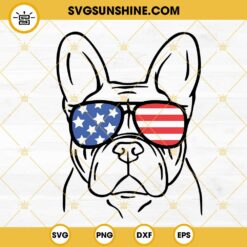 French Bulldog USA Flag Sunglasses SVG, 4th Of July Dog SVG PNG DXF EPS Cricut