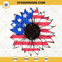 American Flag Sunflower SVG, Patriotic USA Sunflower SVG, Fourth Of July SVG PNG DXF EPS Files
