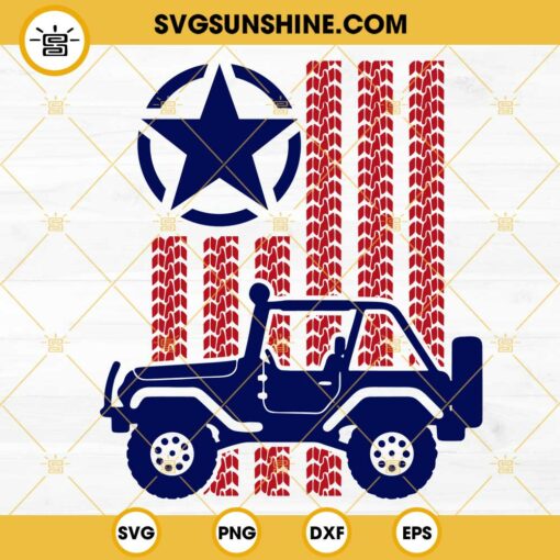 Jeep American Flag SVG, Patriotic 4 Wheeler Truck Off Road SVG, 4th Of July Off Road Car SVG PNG DXF EPS