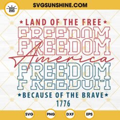 Land Of The Free Because Of The Brave SVG, America Freedom SVG, 1776 SVG, USA Independence SVG