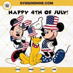 Mickey Friends Happy 4th Of July SVG, Disney Independence Day SVG, Mickey Minnie Pluto Patriotic SVG