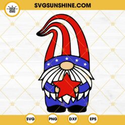 Gnome 4th Of July SVG, USA Gnome With Red Star SVG, Independence Day SVG PNG DXF EPS