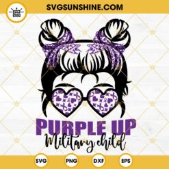 Purple Up For Military Kids SVG, American Flag SVG, Children Month SVG PNG DXF EPS Cut Files