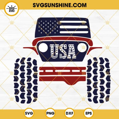 USA 4×4 Off Road SVG, American Jeep SVG, 4th Of July Off Roading SVG PNG DXF EPS