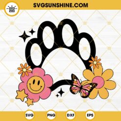 Dog Paw SVG, Smiley Floral Butterfly SVG, Dog Lover SVG, Dog Mama SVG PNG DXF EPS
