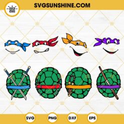 Ninja Turtles Face Mask And Shell SVG Bundle, Teenage Mutant Ninja Turtles SVG PNG DXF EPS Cricut