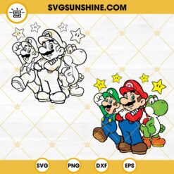 Super Mario Friends SVG, Luigi SVG, Yoshi SVG, Luma Star SVG PNG DXF EPS