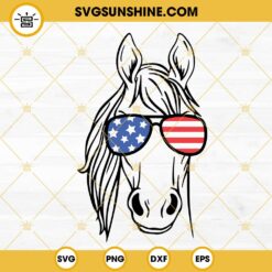 Horse American Flag Sunglasses SVG, America Horse SVG, Funny 4th Of July SVG PNG DXF EPS Cricut