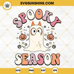 Bluey Spooky Season SVG, Halloween Bluey SVG, Cute Bingo Dog Ghost SVG