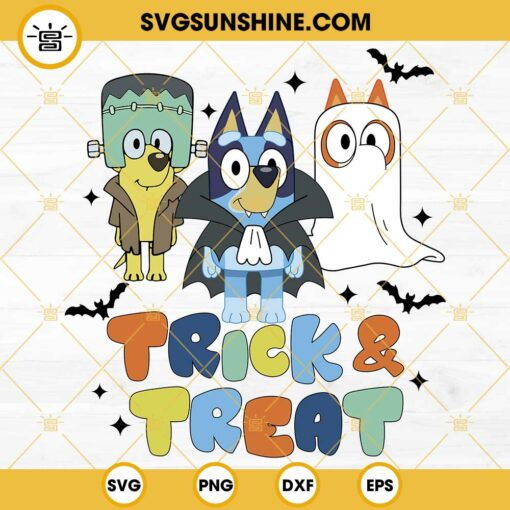 Bluey Trick And Treat SVG, Bluey Dracula SVG, Ghost Bingo SVG, Bluey Halloween SVG PNG DXF EPS Cricut Files