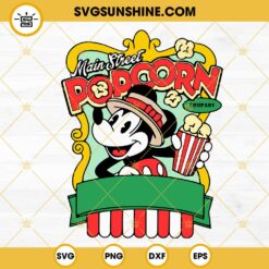 Main Street Popcorn Company SVG, Mickey Disney World Popcorn SVG, Disney Foods SVG PNG DXF EPS