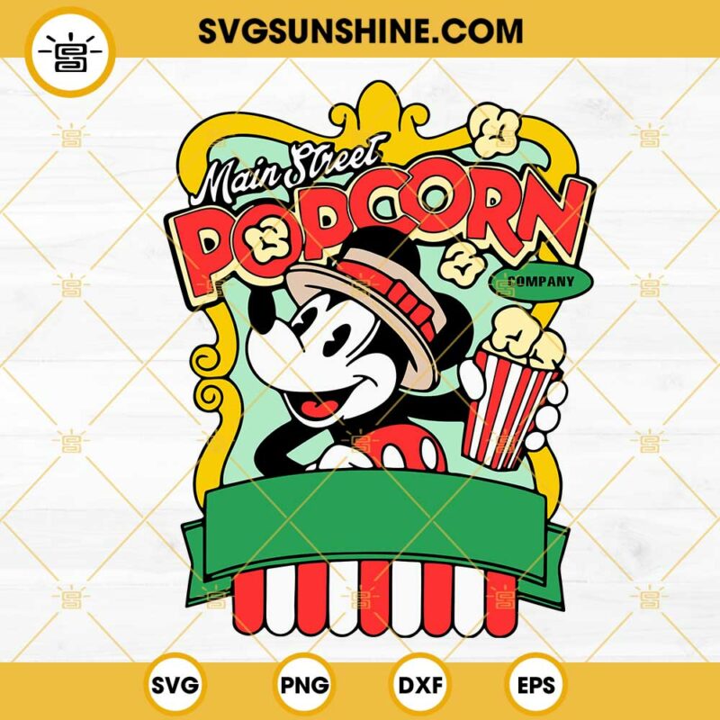 Main Street Popcorn Company SVG, Mickey Disney World Popcorn SVG