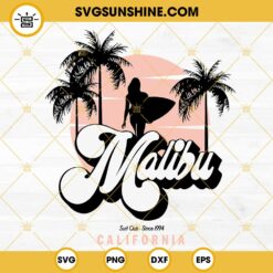Vintage Malibu Surf Club California Since 1994 SVG, Beach SVG, Surfing Van SVG PNG DXF EPS Cut Files