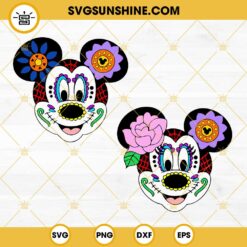 Mickey Minnie Mouse Sugar Skull SVG, Halloween SVG, Mickey Day Of The Dead SVG PNG DXF EPS Files