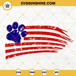 Paw Print American Flag Distressed SVG, Grunge Paw SVG, Patriotic Dog Lover SVG, 4th Of July SVG