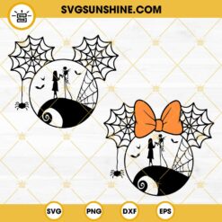 Jack Skellington And Sally Mickey Head SVG Bundle, Disney Halloween SVG, Nightmare Before Christmas SVG PNG DXF EPS