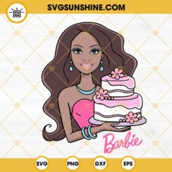 Black Barbie Birthday Cake SVG, Barbie Girl Birthday Party SVG PNG DXF EPS