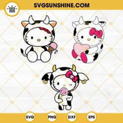 Hello Kitty Cow SVG Bundle, Kawaii Kitty SVG, Funny Sanrio Kitty Cat SVG PNG DXF EPS Cricut