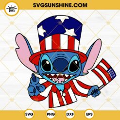 Stitch American SVG, American Flag SVG, Patriotic Disney Stitch SVG PNG DXF EPS