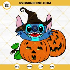 Stitch With Halloween Pumpkin SVG, Disney Stitch Halloween SVG PNG DXF EPS Cut Files
