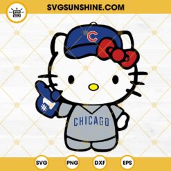 Hello Kitty Chicago Cubs SVG, Hello Kitty Baseball SVG, Chicago Cubs Fan SVG PNG DXF EPS Cricut
