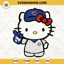 Hello Kitty Chicago Cubs SVG, Kawaii Kitty Baseball SVG PNG DXF EPS Digital Files