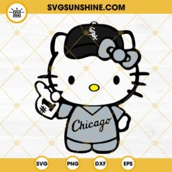 Hello Kitty Chicago White Sox SVG PNG, Kitty Cat Chicago White Sox Baseball SVG, Hello Kitty MLB SVG PNG DXF EPS