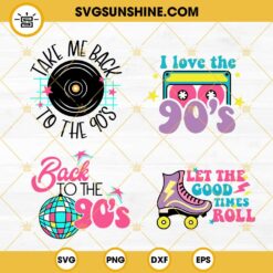 Retro 90s SVG Bundle, Back To The 90s SVG, Disco Ball SVG, 90s Cassette Tape SVG, Vintage 1990s SVG PNG DXF EPS