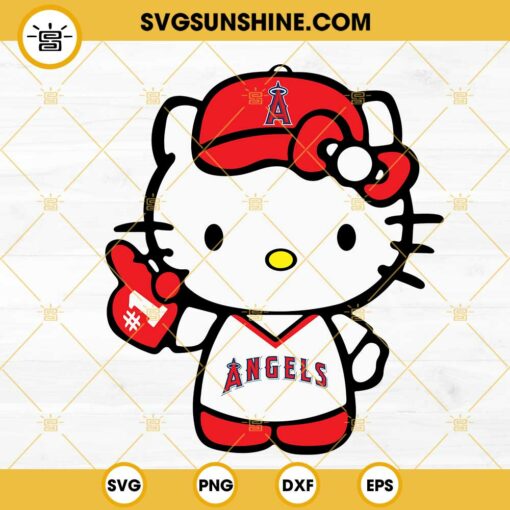 Hello Kitty Los Angeles Angels SVG, Kawaii Kitty Cat Angels Baseball SVG PNG DXF EPS