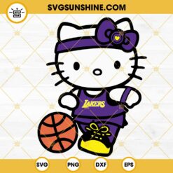 Hello Kitty Los Angeles Lakers SVG, Kawaii Kitty Cat Lakers Basketball SVG PNG DXF EPS