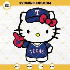 Hello Kitty Texas Rangers SVG, Kitty Cat Rangers Baseball Team SVG PNG DXF EPS