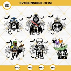 Star Wars Halloween SVG Bundle, Spooky SVG, Trick Or Treat SVG, Baby Yoda Skeleton SVG PNG DXF EPS