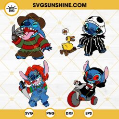 Stitch Halloween SVG Bundle, Stitch Horror SVG, Freddy Krueger SVG, Chucky SVG, Funny Halloween SVG
