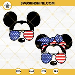 4th Of July Disney Mouse SVG, American Flag Sunglasses SVG, Patriotic SVG PNG DXF EPS Cut Files