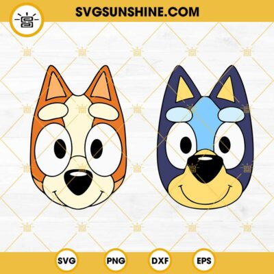 Bluey And Bingo Face SVG Bundle, Bluey Cartoon Disney SVG PNG DXF EPS ...